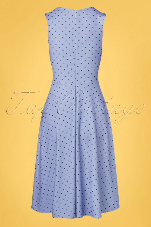 Vintage Chic for Topvintage - Veronique Polkadot Swing Dress Années 50 en Bleu Lavande 2