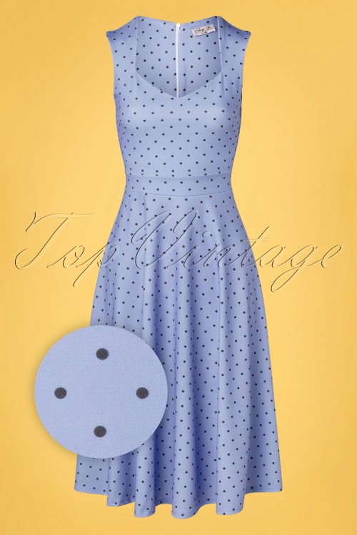 Vintage Chic for Topvintage - Veronique Polkadot Swing Dress Années 50 en Bleu Lavande
