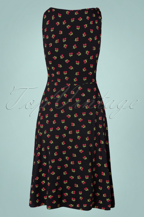 Topvintage Boutique Collection - The Janice Cherry Dress Années 50 en Noir 2