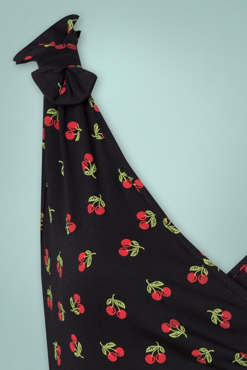 Topvintage Boutique Collection - The Janice Cherry Dress Années 50 en Noir 4