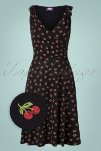 Topvintage Boutique Collection - The Janice Cherry jurk in zwart