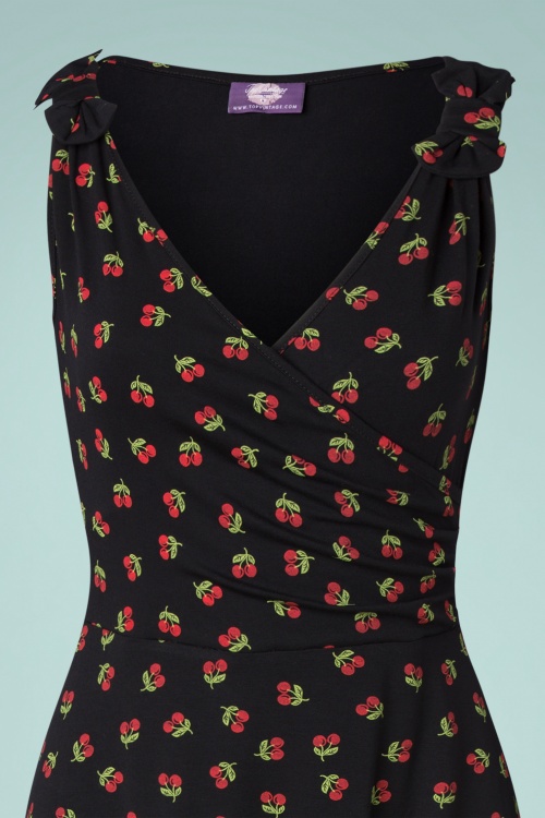 Topvintage Boutique Collection - The Janice Cherry Dress Années 50 en Noir 3