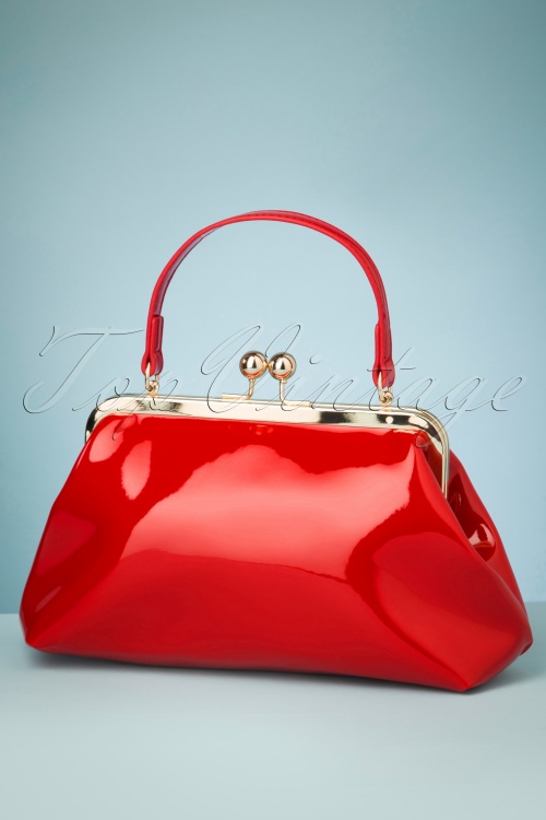 Collectif Clothing - Doris Patent Bag Années 50 en Rouge