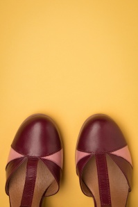 La Veintinueve - 60s Magnolia Leather T-Strap Pumps in Violet and Old Rose 2