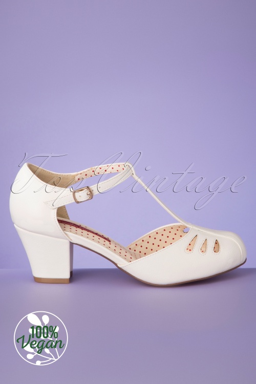 B.A.I.T. - 40s Robbie T-Strap Pumps in Off White 4