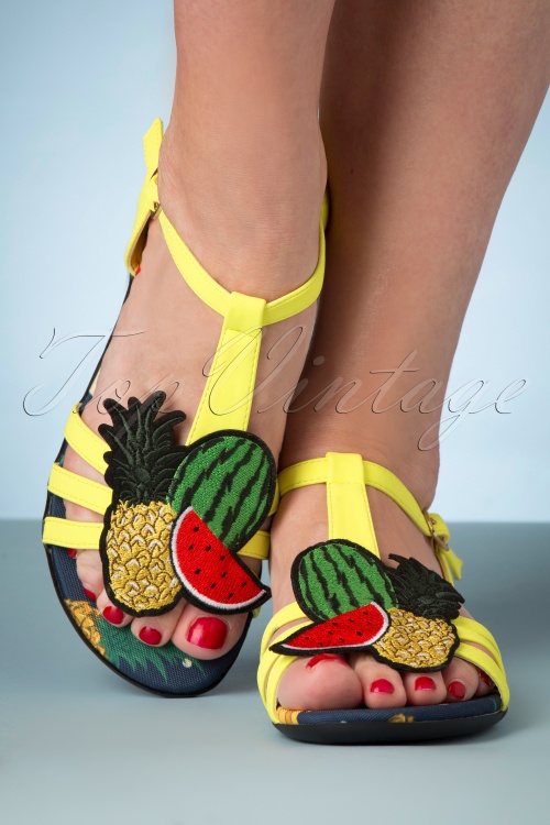 Lulu Hun - Lottie Fruits Sandals Années 60 en Jaune 5
