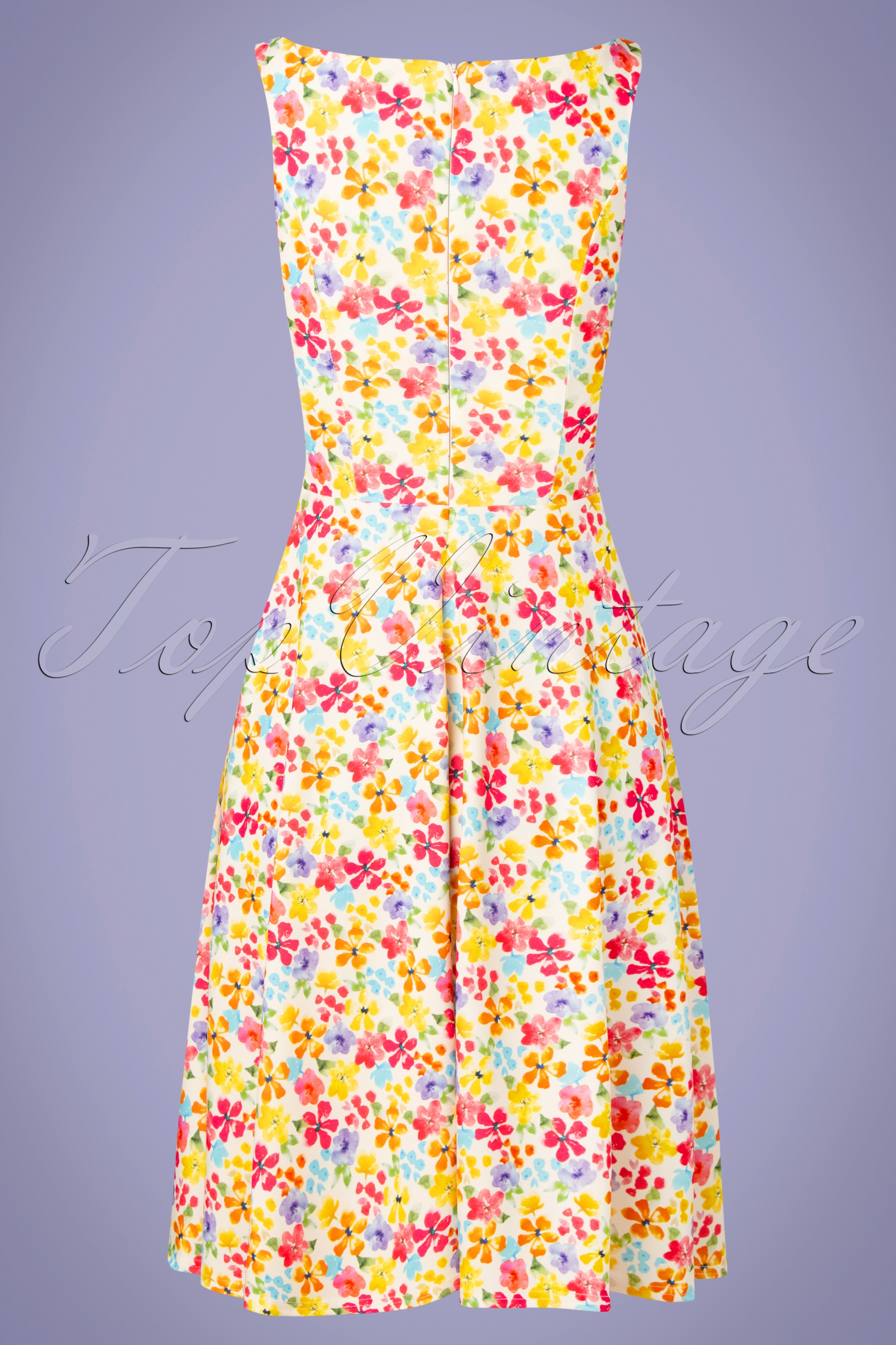 Vintage Chic for Topvintage - Frederique Flower Swingjurk in wit 2