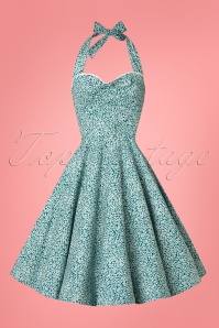 Timeless - 50s Molina Floral Swing Dress in Green 2