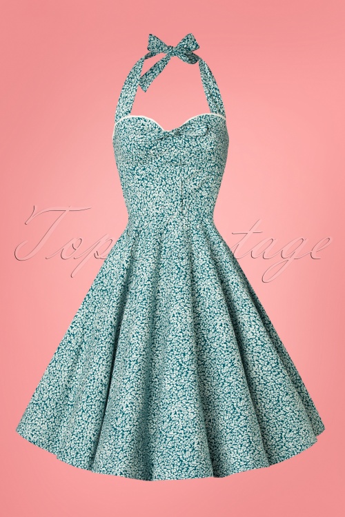 Timeless - 50s Molina Floral Swing Dress in Green 2