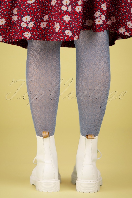Peppery Panty - The Sea Shells Open Patterned Tights in Pacific Blue 4