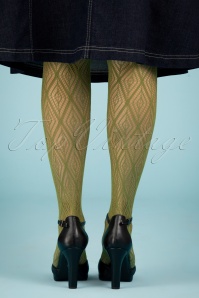 Peppery Panty - The Dynamic Open Patterned Tights in Natural Green 5