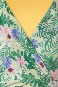 Vintage Chic for Topvintage - Irene Tropical Floral Cross Over Pencil Dress Années 50 en Vert 4