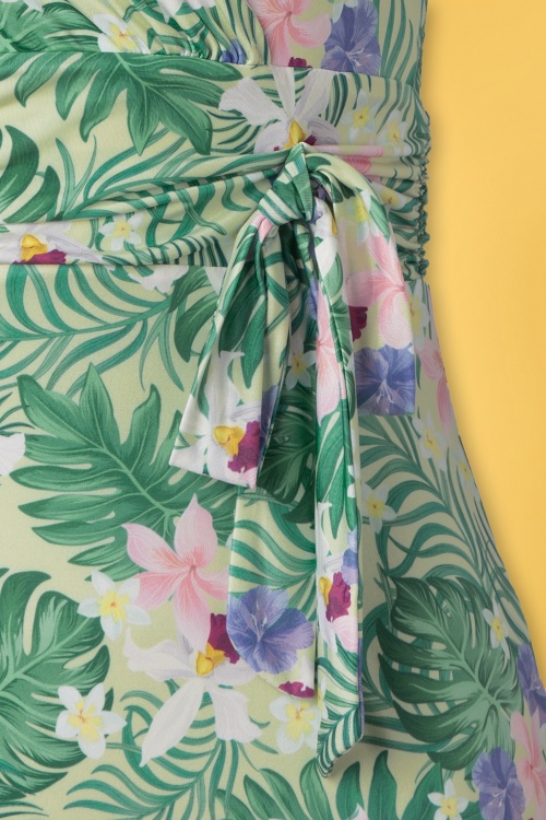 Vintage Chic for Topvintage - Irene Tropical Floral overslag penciljurk in groen 5