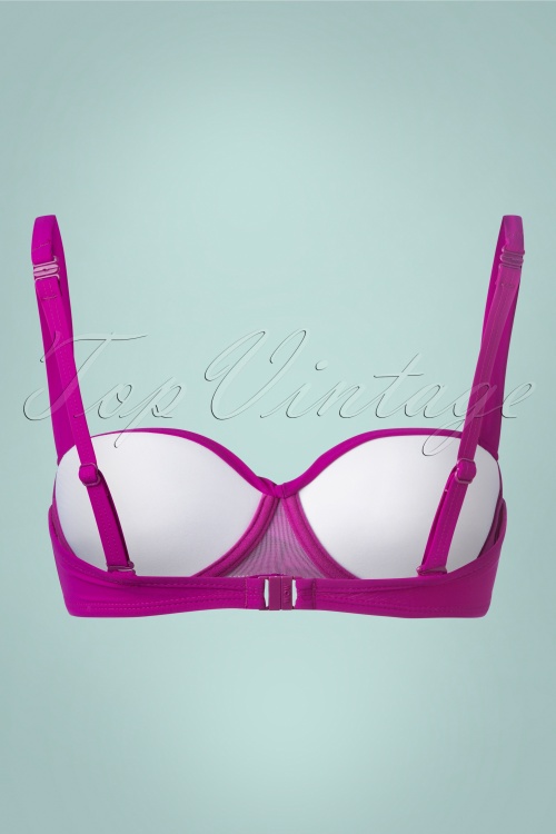 TC Beach - 50s Twisted Bikini Top in Bright Berry 2