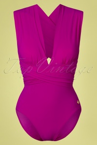 TC Beach - 50s Multiway Swimsuit in Bright Berry