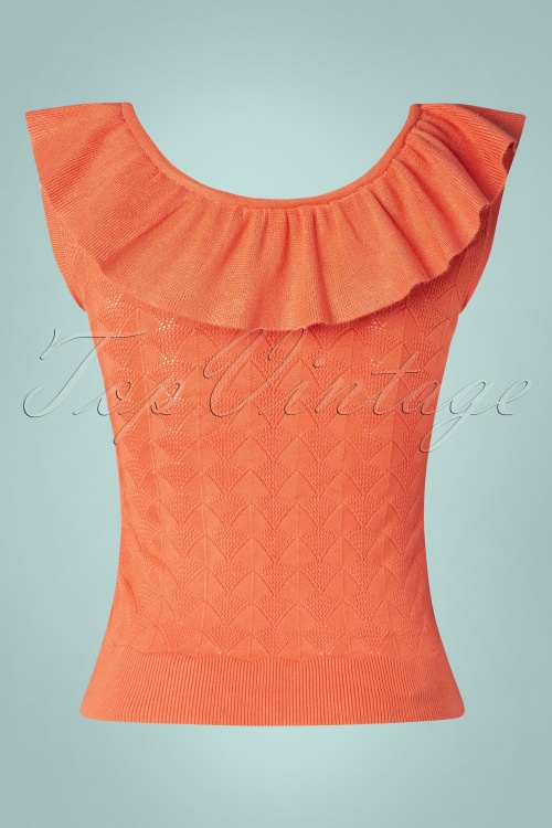 Timeless - Simone Knitted Top Années 70 en Orange 2