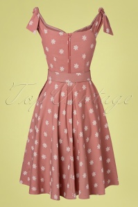 Unique Vintage - 50s Prairie Daisy Swing Dress in Powder Pink 5