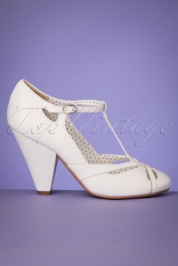 Bettie Page Shoes - 50s Harley T-Strap Pumps in White 3