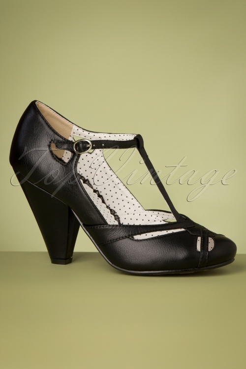 Bettie Page Shoes - 50s Harley T-Strap Pumps in Black