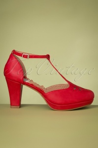 Bettie Page Shoes - 50s Mercy T-Strap Pumps in Red 3
