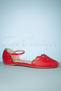 Bettie Page Shoes - Betsy Flats Années 50 en Rouge