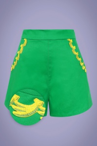 Collectif Clothing - 50s Emilia Banana Shorts in Green