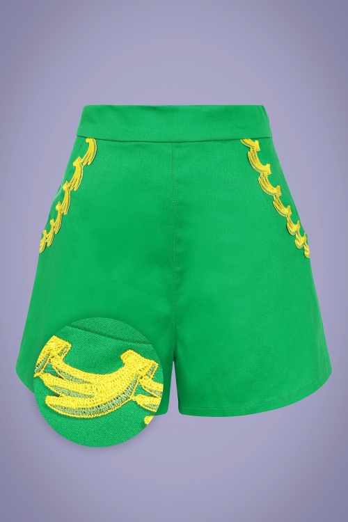 Collectif Clothing - 50s Emilia Banana Shorts in Green