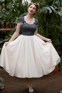 Miss Candyfloss - 50s Selene Gia Bridesmaid Dress in Cream Flourite