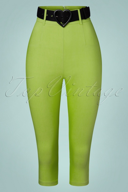Rockin' Bettie - 50s Love Your Curves Belted Capri in Lime Green