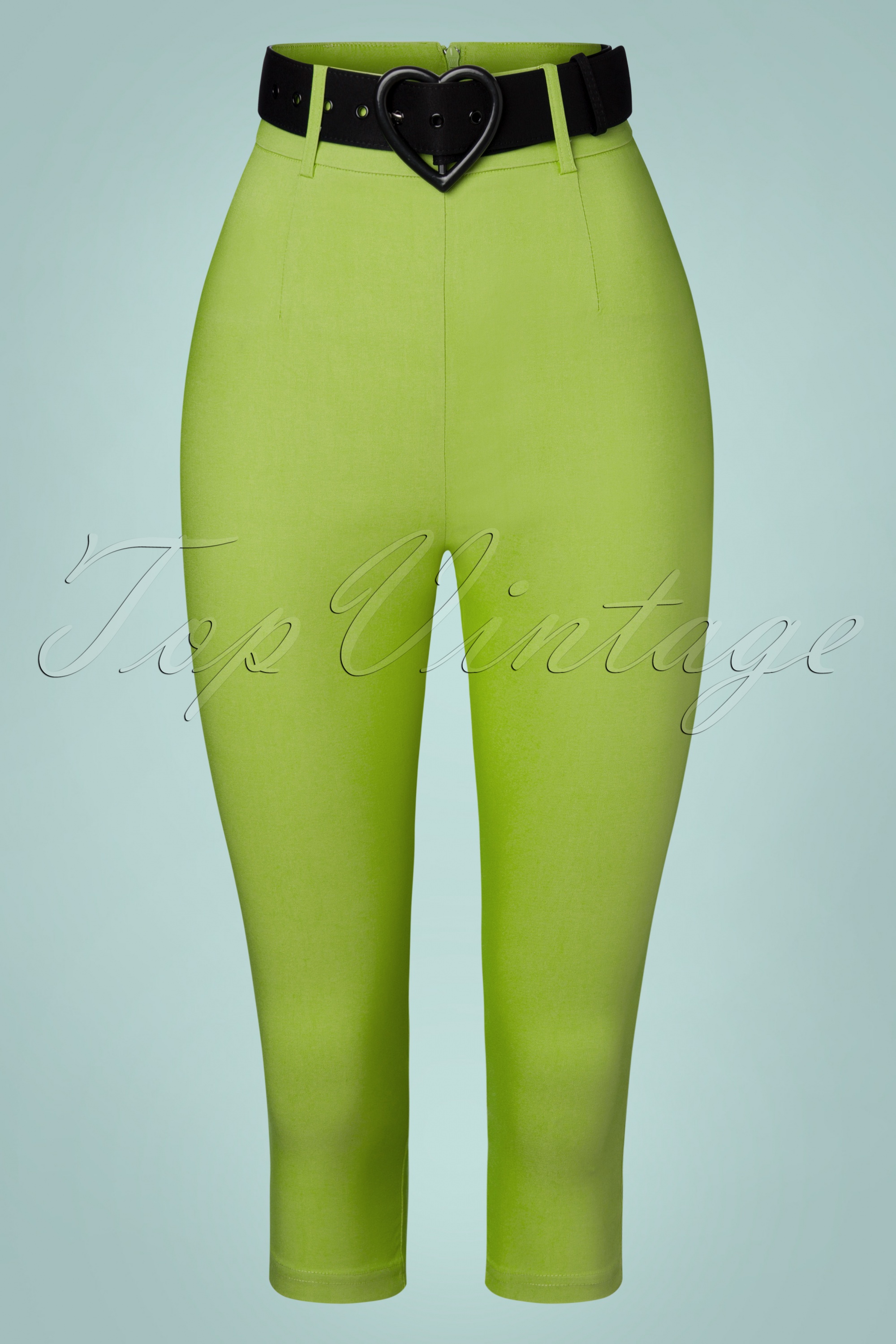 Rockin' Bettie 50s Love Your Curves Belted Capri in Lime