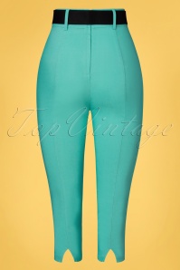 Rockin' Bettie - 50s Love Your Curves Belted Capri in Turquoise 2