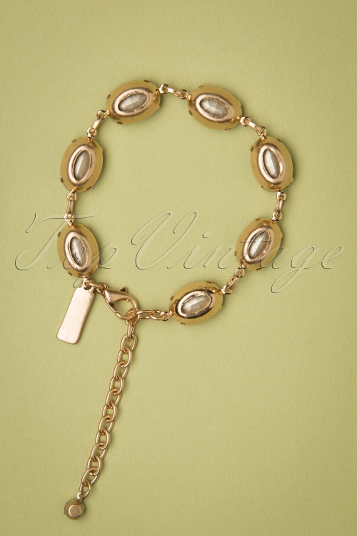 Lovely - 50s Oval Stone Bracelet Années 50 en Opale Grise 3