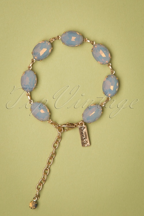 Lovely - 50s Oval Stone Bracelet Années 50 en Opale Grise