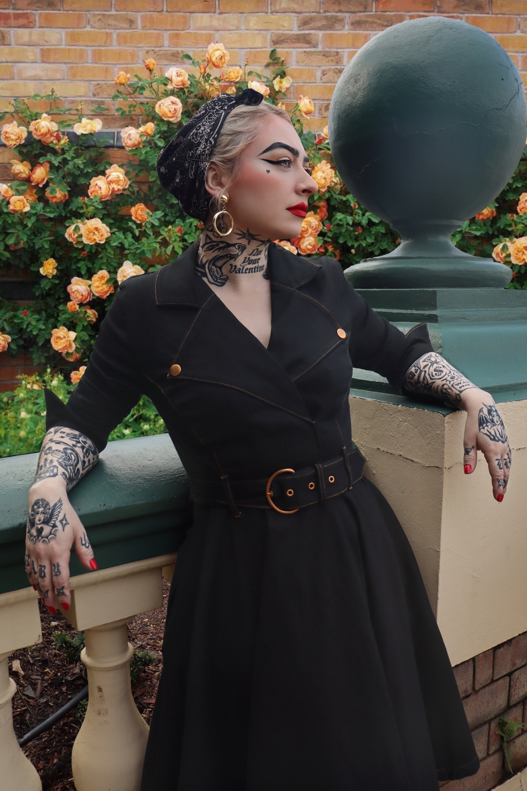 Rock-a-Booty 50s Vivacious Swing Dress in Black Denim