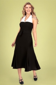 Collectif Clothing - Estelle Midi Dress Années 50 en Noir