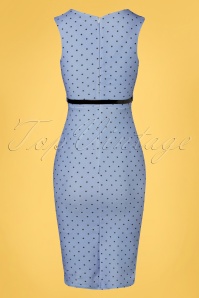Vintage Chic for Topvintage - 50s Melsy Polkadot Pencil Dress in Lavender Blue 2