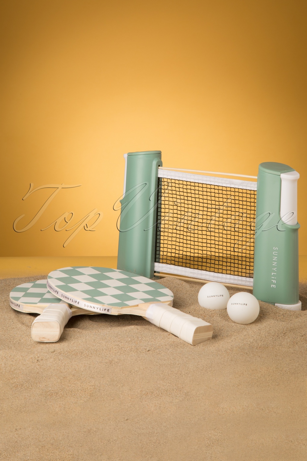 Outdoor Games Table Tennis Set in Checkerboard Green