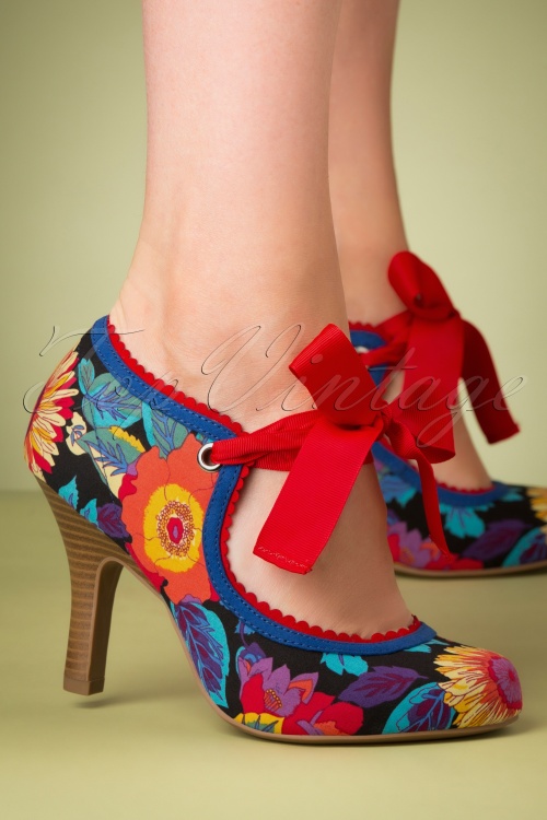 Ruby Shoo - Willow Floral Pumps in Schwarz