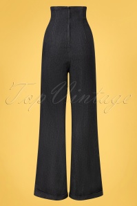Collectif Clothing - Kiki High Waisted Jeans Années 50 en Noir 3