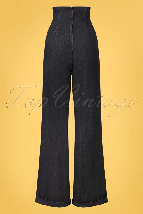 Collectif Clothing - Kiki High Waisted Jeans Années 50 en Noir 3