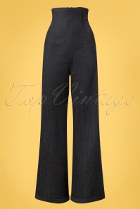 Vintage Chic for Topvintage - Lina Leaf Print Jumpsuit in Black