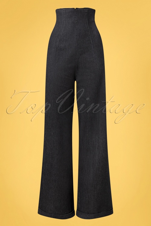Collectif Clothing - Kiki High Waisted Jeans Années 50 en Noir
