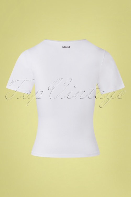 Collectif Clothing - T-shirt Rainbow Lady Années 50 en Blanc 3