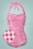 50s Classic One Piece Gingham Swimsuit in Raspberry Red and White