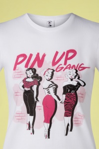 PinRock - Pin Up Gang T-Shirt Années 50 en Blanc 3