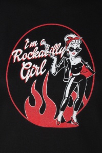PinRock - Rockabilly meisjes T-shirt in zwart 4