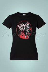 PinRock - Rockabilly Girl T-Shirt  Années 50 en Noir