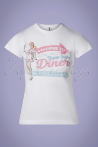 PinRock - Peggy Sue’s Diner T-Shirt in Weiß