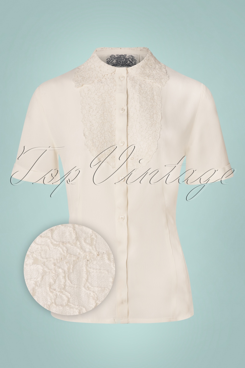 40s Lacey Blouse in Cream Crêpe