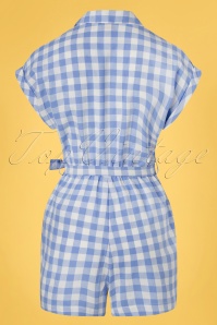 Louche - 60s Addie Picknick Check Playsuit in Blue and White 4